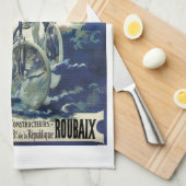 ヴィンテージ アール・ヌーヴォー 妖精、 自転車のピエロ 月夜 キッチンタオル (四つ折り)