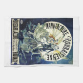 ヴィンテージ アール・ヌーヴォー 妖精、 自転車のピエロ 月 キッチンタオル (横)