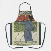 ヴィンテージ アール・ヌーヴォー、画家によるポピー花の絵 エプロン (正面)