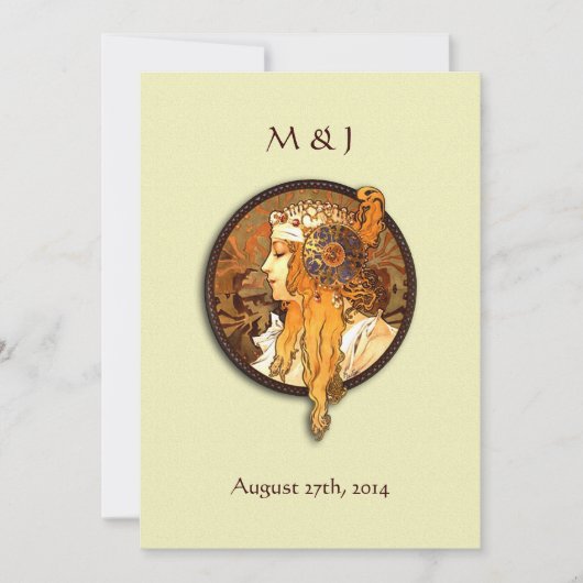 ヴィンテージ アール・ヌーヴォー 花嫁 ウェディング 招待状 (正面)