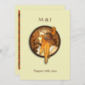 ヴィンテージ アール・ヌーヴォー 花嫁 ウェディング 招待状 (正面/裏面)