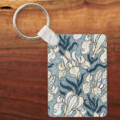 ヴィンテージ アール・ヌーヴォー、青い庭のアイリス キーホルダー (正面)