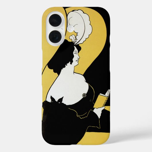 ヴィンテージ アール・ヌーヴォー、黄色い本を読む女性 Case-Mate iPhoneケース (裏面)