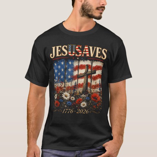ヴィンテージ イエス様 イエス様救う アメリカ 250周年 1776 Tシャツ (正面)