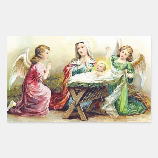 ヴィンテージ・イエス・ウィズ・エンジェルス 長方形シール (正面)