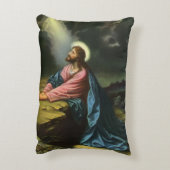 ヴィンテージ イエス・キリスト 祈り ゲツセマネの園 アクセントクッション (裏面(縦))