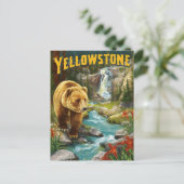 ヴィンテージ イエローストーン国立公園の風景と野生動物 ポストカード (スタンド正面)