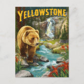 ヴィンテージ イエローストーン国立公園の風景と野生動物 ポストカード (正面)