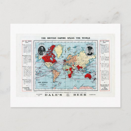 ヴィンテージ イギリス帝国 世界地図 ポストカード (正面)