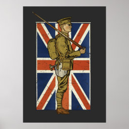 ヴィンテージ・イギリス旗の兵士 ポスター