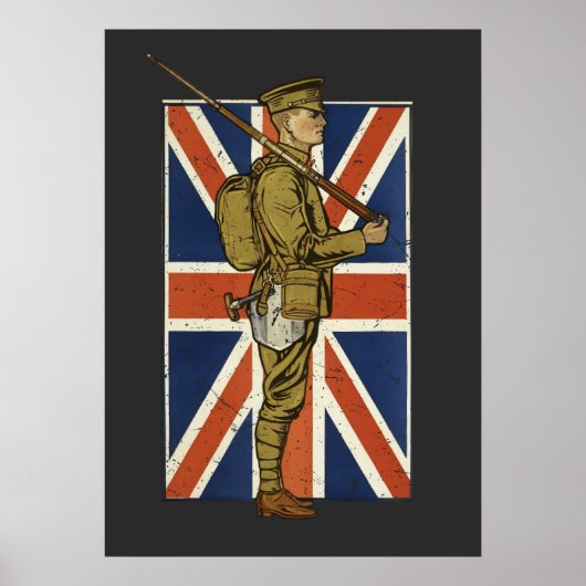 ヴィンテージ・イギリス旗の兵士 ポスター (正面)
