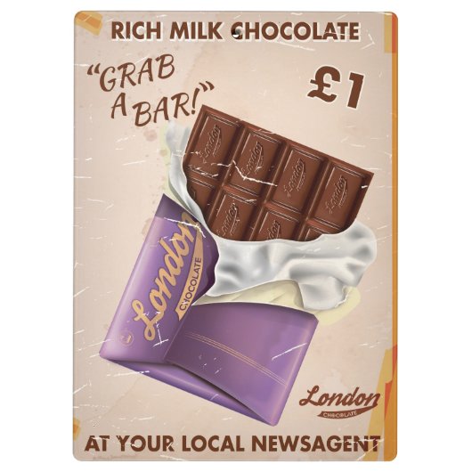 ヴィンテージ　イギリス　チョコレート　広告 クリップボード (裏面)