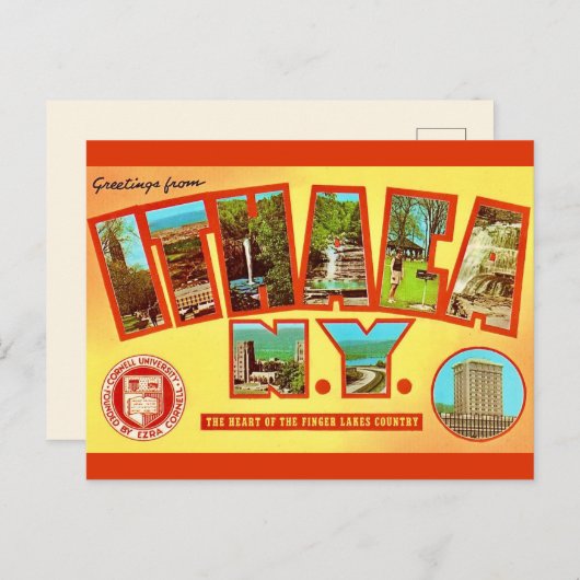 ヴィンテージ イサカ ニューヨーク グリーティング ポストカード (正面/裏面)