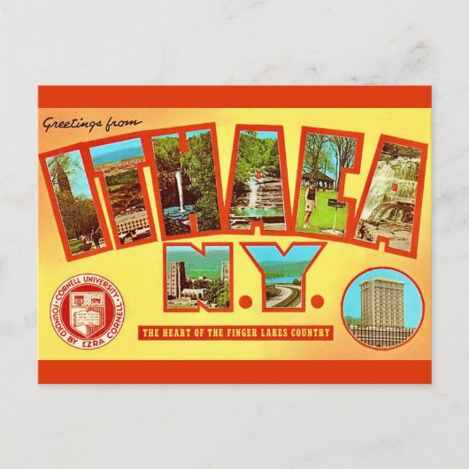 ヴィンテージ イサカ ニューヨーク グリーティング ポストカード (正面)