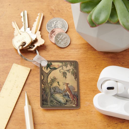 ヴィンテージ　イソップの寓話　狐　鶏と犬 キーホルダー (デスク)