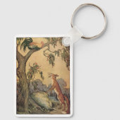 ヴィンテージ　イソップの寓話　狐　鶏と犬 キーホルダー (裏面)