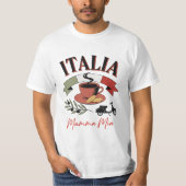 ヴィンテージ・イタリアのコーヒー、レトロなスクーターとマンマ・ミーア Tシャツ (正面)