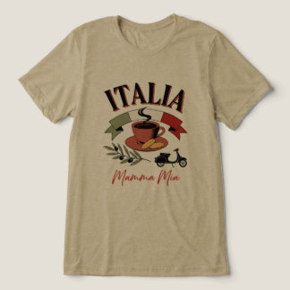ヴィンテージ・イタリアコーヒー、レトロスクーター、マンマ・ミーア トライブレンドTシャツ