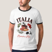 ヴィンテージ・イタリアコーヒー、レトロスクーター、マンマ・ミーア Tシャツ (正面)