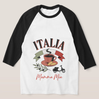 ヴィンテージ・イタリアコーヒー、レトロスクーター、マンマ・ミーア Tシャツ