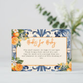 ヴィンテージ イタリアン |柑橘類オレンジ |赤ちゃんシャワー エンクロージャーカード (スタンド正面)