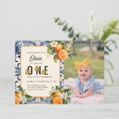 ヴィンテージ イタリアン | Citrus Orange First誕生日 招待状 (スタンド正面)