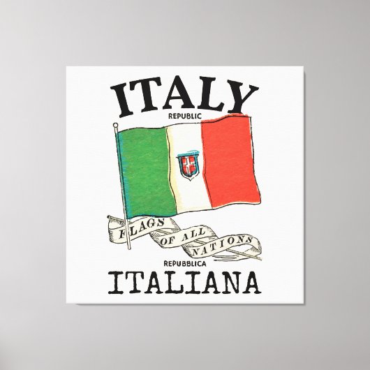 ヴィンテージ イタリア 国旗 キャンバスプリント (正面)