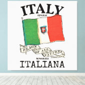 ヴィンテージ イタリア 国旗 キャンバスプリント (インサイチュ (ウッドフロア))
