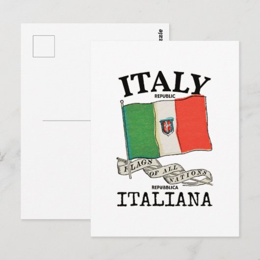 ヴィンテージ イタリア 国旗 ポストカード (正面/裏面)