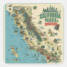 ヴィンテージ イラスト付き カリフォルニア州立公園 マップ アート