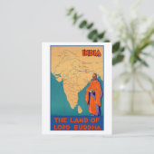 ヴィンテージ・インディア・ランド・オブ・ロード・ブッダ・トラベル ポストカード (スタンド正面)