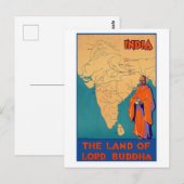ヴィンテージ・インディア・ランド・オブ・ロード・ブッダ・トラベル ポストカード (正面/裏面)