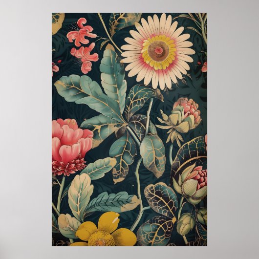 ヴィンテージ インド伝統の花柄アートプリント – ポスター (正面)