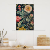ヴィンテージ インド伝統の花柄アートプリント – ポスター (キッチン)