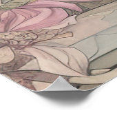 ヴィンテージ インド スタイル フラワー ガーデン ピーコック ポスター (角)