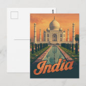 ヴィンテージ インド タージマハル 旅行 ポストカード (正面/裏面)