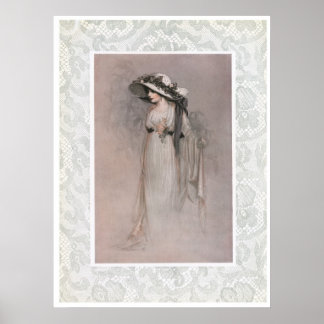 ヴィンテージ・イン・ハット・ポスタビクトリアンー ポスター