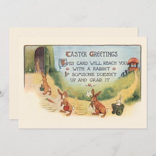 ヴィンテージ·イースタお洒落ー·バニーと挨拶 シーズンカード (正面/裏面)