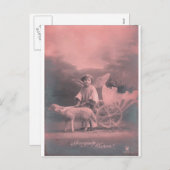 ヴィンテージ*イースターエンジェルとラム* シーズンポストカード (正面/裏面)