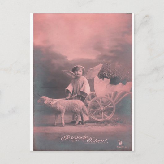ヴィンテージ*イースターエンジェルとラム* シーズンポストカード (正面)