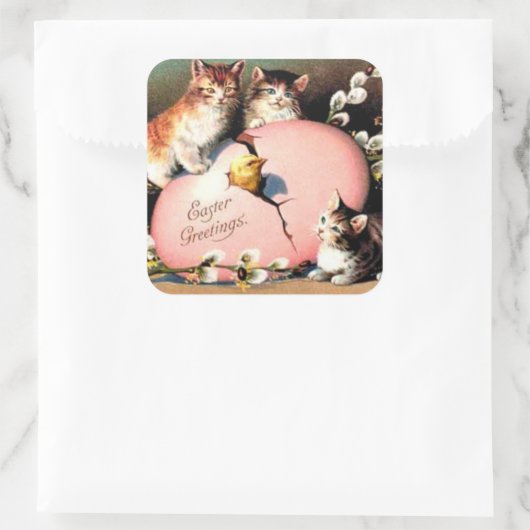 ヴィンテージ – イースター挨拶、 スクエアシール (バッグ)