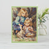 ヴィンテージ イースター ウサギ 子供 グリーン シーズンカード (スタンド正面)