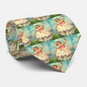 ヴィンテージ・イースター・ガール・イン・エッグ・オン・パープル・フラワーズZSSG ネクタイ (ロール)