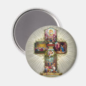 ヴィンテージ イースター クロス 宗教的 ホリデー ゴールド マグネット (正面/裏面)