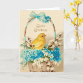 ヴィンテージ イースター グリーティング カード (黄色い花)