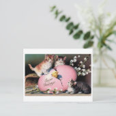 ヴィンテージ「イースター・グリーティング」猫とシックなポストカード ポストカード (スタンド正面)