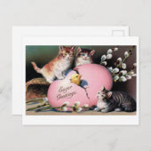 ヴィンテージ「イースター・グリーティング」猫とシックなポストカード ポストカード (正面/裏面)