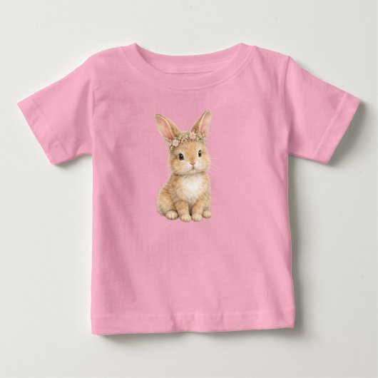 ヴィンテージ イースター バニー ウサギ たまご 水彩画 ベビーTシャツ (正面)