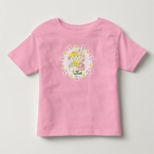 ヴィンテージ イースター バニー ピンクイースター トドラーTシャツ (正面)