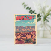 ヴィンテージ・ウアルザザート市カスバ・サハラ砂漠モロッコ ポストカード (スタンド正面)